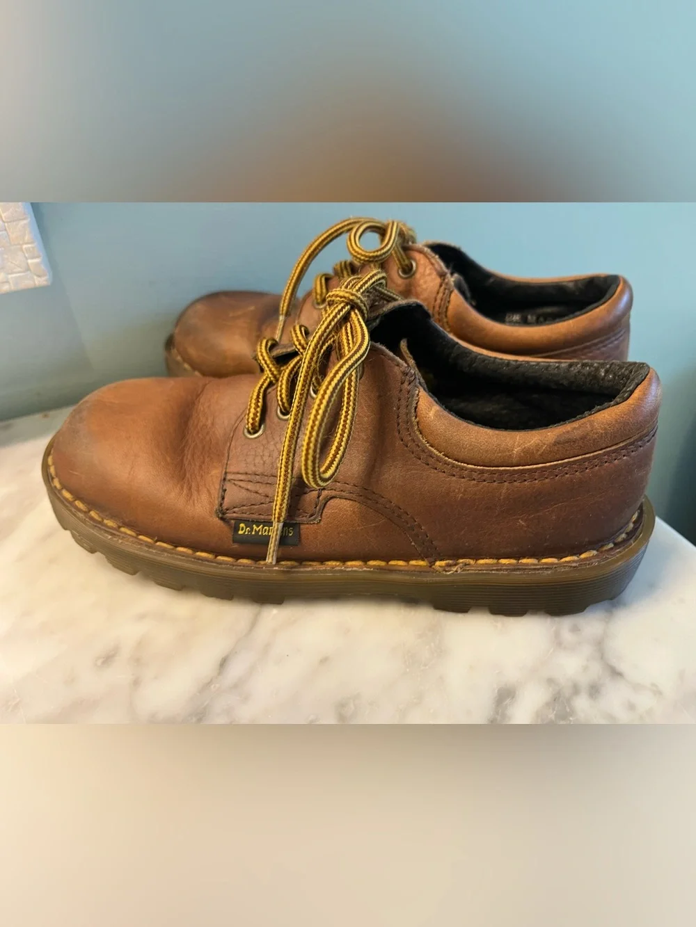 Dr. Martens Brown Leather Oxford with Yellow-Brown Laces